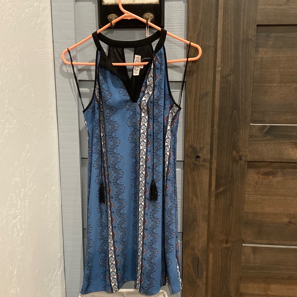 Pink Rose Blue and Black Lace Mini Dress size small